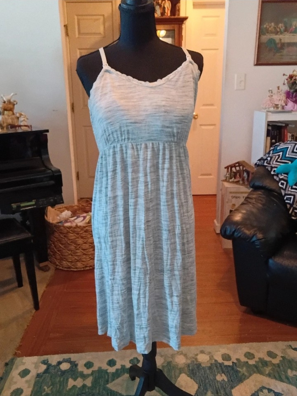 Motherhood Lightweight Heathered Light Gray Maternity Dress